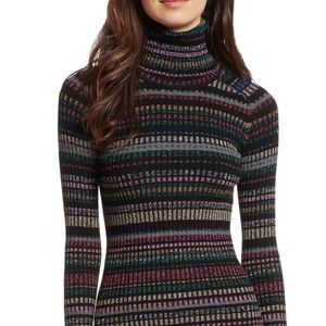 Milly Metallic-stripe Turtleneck Sweater